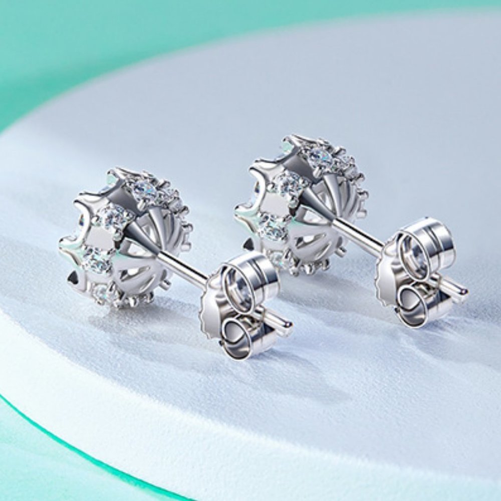 Certified 2ct. t.w. Moissanite Diamond Round Stud Earrings NEW A - Picture 3 of 10